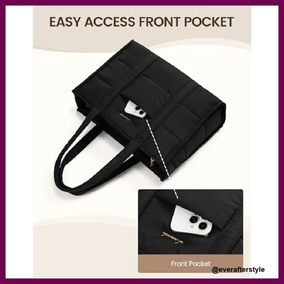 Puffer Tote Bag Quilted Lightweight Casual Shoulder Bag for Work Travel - Picture 7 of 7